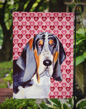 Load image into Gallery viewer, Basset Hound Hearts Love and Valentine's Day Portrait Garden Flag – Decorative Outdoor Yard Flag