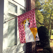 Load image into Gallery viewer, Whippet Hearts Love and Valentine's Day Portrait Flag Canvas House Size