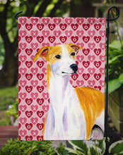 Load image into Gallery viewer, Whippet Hearts Love and Valentine's Day Portrait Garden Flag – Decorative Outdoor Yard Flag