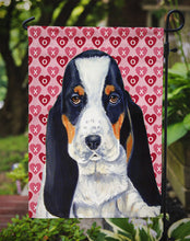 Load image into Gallery viewer, Basset Hound Hearts Love and Valentine's Day Portrait Garden Flag – Decorative Outdoor Yard Flag