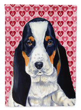 Load image into Gallery viewer, Basset Hound Hearts Love and Valentine's Day Portrait Garden Flag – Decorative Outdoor Yard Flag