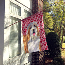 Load image into Gallery viewer, Bearded Collie Hearts Love and Valentine's Day Portrait Flag Canvas House Size