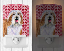 Load image into Gallery viewer, Bearded Collie Hearts Love and Valentine's Day Portrait Ceramic Night Light LH9150CNL