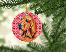 Load image into Gallery viewer, Bloodhound Valentine's Love and Hearts Ceramic Ornament
