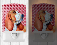 Load image into Gallery viewer, Basset Hound Hearts Love and Valentine's Day Portrait Ceramic Night Light LH9152CNL