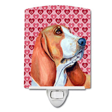 Load image into Gallery viewer, Basset Hound Hearts Love and Valentine's Day Portrait Ceramic Night Light LH9152CNL
