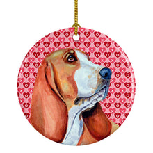 Load image into Gallery viewer, Basset Hound Valentine's Love and Hearts Ceramic Ornament