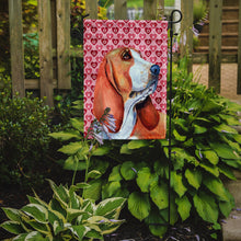 Load image into Gallery viewer, Basset Hound Hearts Love and Valentine's Day Portrait Garden Flag – Decorative Outdoor Yard Flag