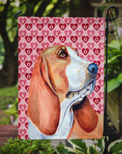 Load image into Gallery viewer, Basset Hound Hearts Love and Valentine's Day Portrait Garden Flag – Decorative Outdoor Yard Flag
