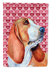 Load image into Gallery viewer, Basset Hound Hearts Love and Valentine's Day Portrait Garden Flag – Decorative Outdoor Yard Flag