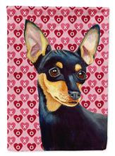 Load image into Gallery viewer, Min Pin Hearts Love and Valentine's Day Portrait Flag Canvas House Size