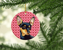 Load image into Gallery viewer, Min Pin Valentine's Love and Hearts Ceramic Ornament
