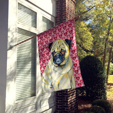 Load image into Gallery viewer, Pug Hearts Love and Valentine's Day Portrait Flag Canvas House Size