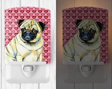 Load image into Gallery viewer, Pug Hearts Love and Valentine's Day Portrait Ceramic Night Light LH9162CNL