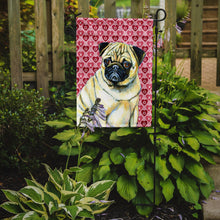 Load image into Gallery viewer, Pug Hearts Love and Valentine's Day Portrait Garden Flag – Decorative Outdoor Yard Flag