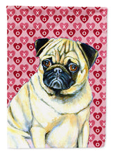 Load image into Gallery viewer, Pug Hearts Love and Valentine's Day Portrait Garden Flag – Decorative Outdoor Yard Flag