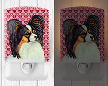 Load image into Gallery viewer, Papillon Hearts Love and Valentine's Day Portrait Ceramic Night Light LH9165CNL