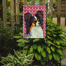 Load image into Gallery viewer, Papillon Hearts Love and Valentine's Day Portrait Garden Flag – Decorative Outdoor Yard Flag