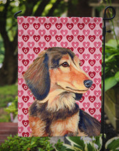 Load image into Gallery viewer, Dachshund Hearts Love and Valentine's Day Portrait Garden Flag – Decorative Outdoor Yard Flag