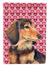 Load image into Gallery viewer, Dachshund Hearts Love and Valentine's Day Portrait Garden Flag – Decorative Outdoor Yard Flag