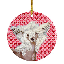 Load image into Gallery viewer, Chinese Crested Valentine's Love and Hearts Ceramic Ornament