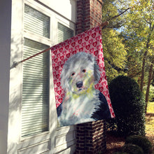 Load image into Gallery viewer, Old English Sheepdog Hearts Love and Valentine's Day  Flag Canvas House Size
