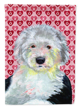 Load image into Gallery viewer, Old English Sheepdog Hearts Love and Valentine's Day  Flag Canvas House Size