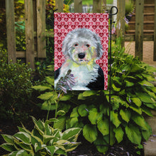 Load image into Gallery viewer, Old English Sheepdog Hearts Love and Valentine's Day Portrait Garden Flag – Decorative Outdoor Yard Flag
