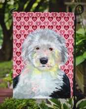 Load image into Gallery viewer, Old English Sheepdog Hearts Love and Valentine's Day Portrait Garden Flag – Decorative Outdoor Yard Flag