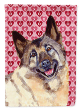 Load image into Gallery viewer, Norwegian Elkhound Hearts Love and Valentine's Day Portrait Garden Flag – Decorative Outdoor Yard Flag