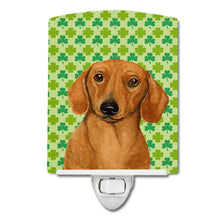 Load image into Gallery viewer, Dachshund St. Patrick's Day Shamrock Portrait Ceramic Night Light LH9177CNL