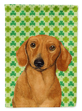 Load image into Gallery viewer, Dachshund St. Patrick's Day Shamrock Portrait Garden Flag – Decorative Outdoor Yard Flag