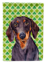 Load image into Gallery viewer, Dachshund St. Patrick's Day Shamrock Portrait Flag Canvas House Size