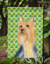 Load image into Gallery viewer, Silky Terrier St. Patrick's Day Shamrock Portrait Garden Flag – Decorative Outdoor Yard Flag