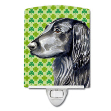 Load image into Gallery viewer, Flat Coated Retriever St. Patrick's Day Shamrock Portrait Ceramic Night Light LH9186CNL