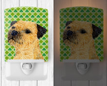 Load image into Gallery viewer, Border Terrier St. Patrick's Day Shamrock Portrait Ceramic Night Light LH9188CNL