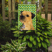 Load image into Gallery viewer, Border Terrier St. Patrick's Day Shamrock Portrait Garden Flag – Decorative Outdoor Yard Flag