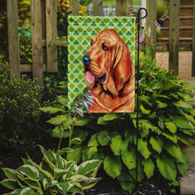 Load image into Gallery viewer, Bloodhound St. Patrick's Day Shamrock Portrait Garden Flag – Decorative Outdoor Yard Flag