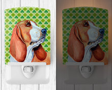 Load image into Gallery viewer, Basset Hound St. Patrick's Day Shamrock Portrait Ceramic Night Light LH9197CNL