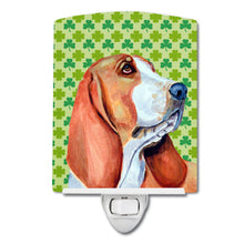 Load image into Gallery viewer, Basset Hound St. Patrick's Day Shamrock Portrait Ceramic Night Light LH9197CNL