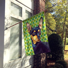 Load image into Gallery viewer, Min Pin St. Patrick's Day Shamrock Portrait Flag Canvas House Size