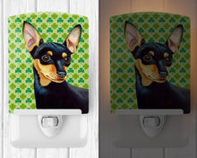 Load image into Gallery viewer, Min Pin St. Patrick's Day Shamrock Portrait Ceramic Night Light LH9200CNL
