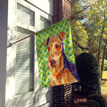 Load image into Gallery viewer, Airedale St. Patrick's Day Shamrock Portrait Flag Canvas House Size