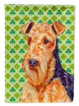 Load image into Gallery viewer, Airedale St. Patrick's Day Shamrock Portrait Flag Canvas House Size