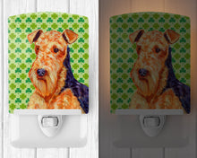 Load image into Gallery viewer, Airedale St. Patrick's Day Shamrock Portrait Ceramic Night Light LH9201CNL