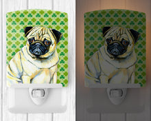 Load image into Gallery viewer, Pug St. Patrick's Day Shamrock Portrait Ceramic Night Light LH9207CNL