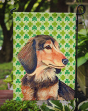 Load image into Gallery viewer, Dachshund St. Patrick's Day Shamrock Portrait Garden Flag – Decorative Outdoor Yard Flag