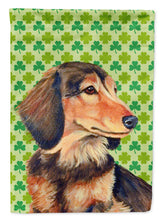 Load image into Gallery viewer, Dachshund St. Patrick's Day Shamrock Portrait Garden Flag – Decorative Outdoor Yard Flag