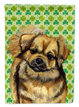 Load image into Gallery viewer, Tibetan Spaniel St. Patrick's Day Shamrock Portrait Garden Flag – Decorative Outdoor Yard Flag