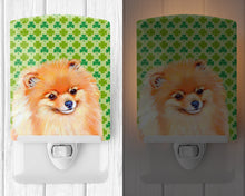 Load image into Gallery viewer, Pomeranian St. Patrick's Day Shamrock Portrait Ceramic Night Light LH9215CNL